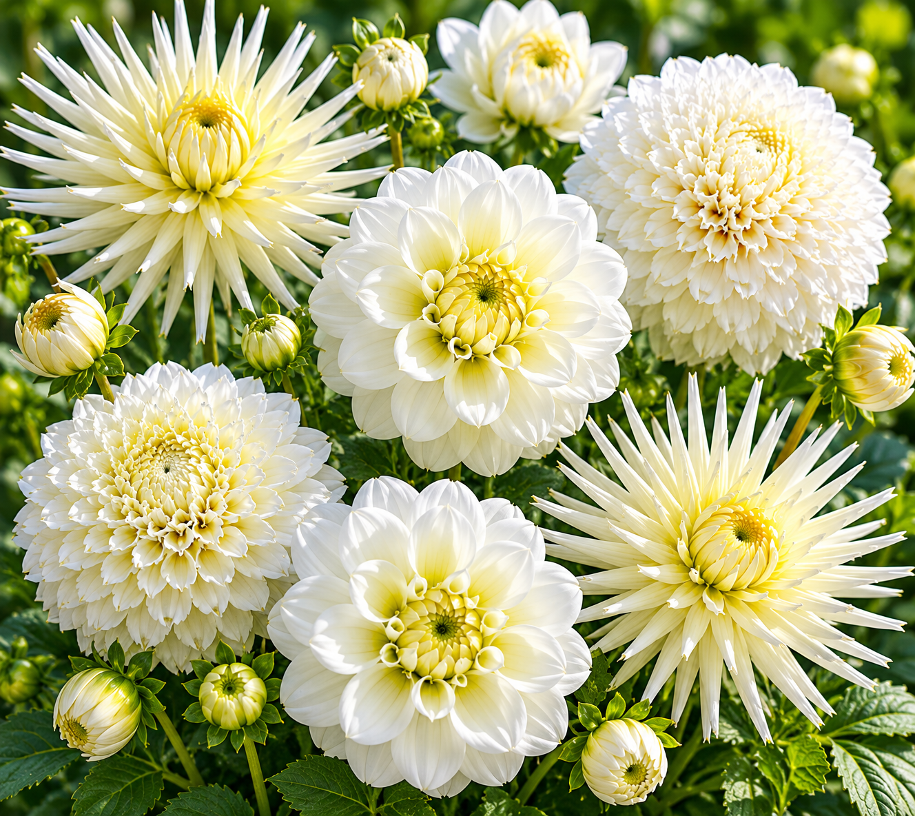 10 Gemengde Dahlia's - Witte Dahlia Collectie