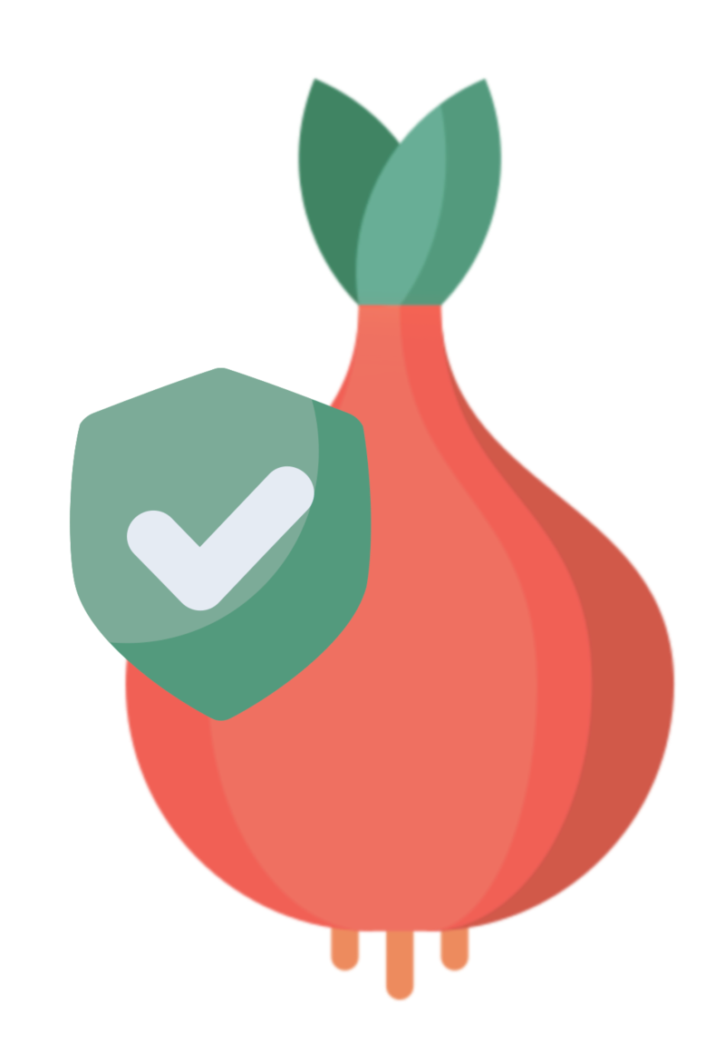 Green check logo with a flowerbulb